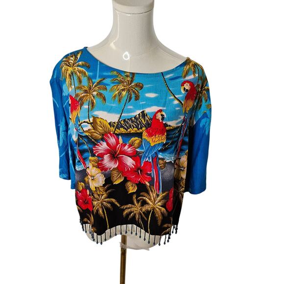 Women's Vintage SPA Hawiian Fringe Top Size XL - Picture 1 of 5